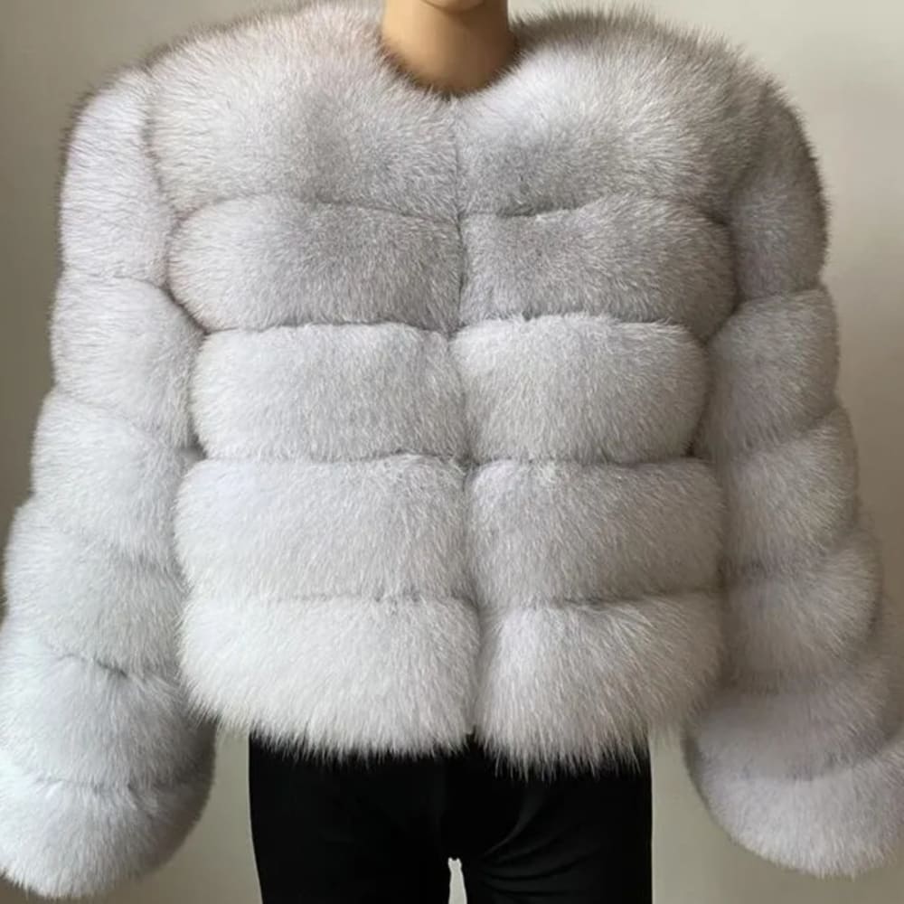 Elegant Faux Fox Fur Coat Women Autumn Winter Warm Long Sleeve Jacket